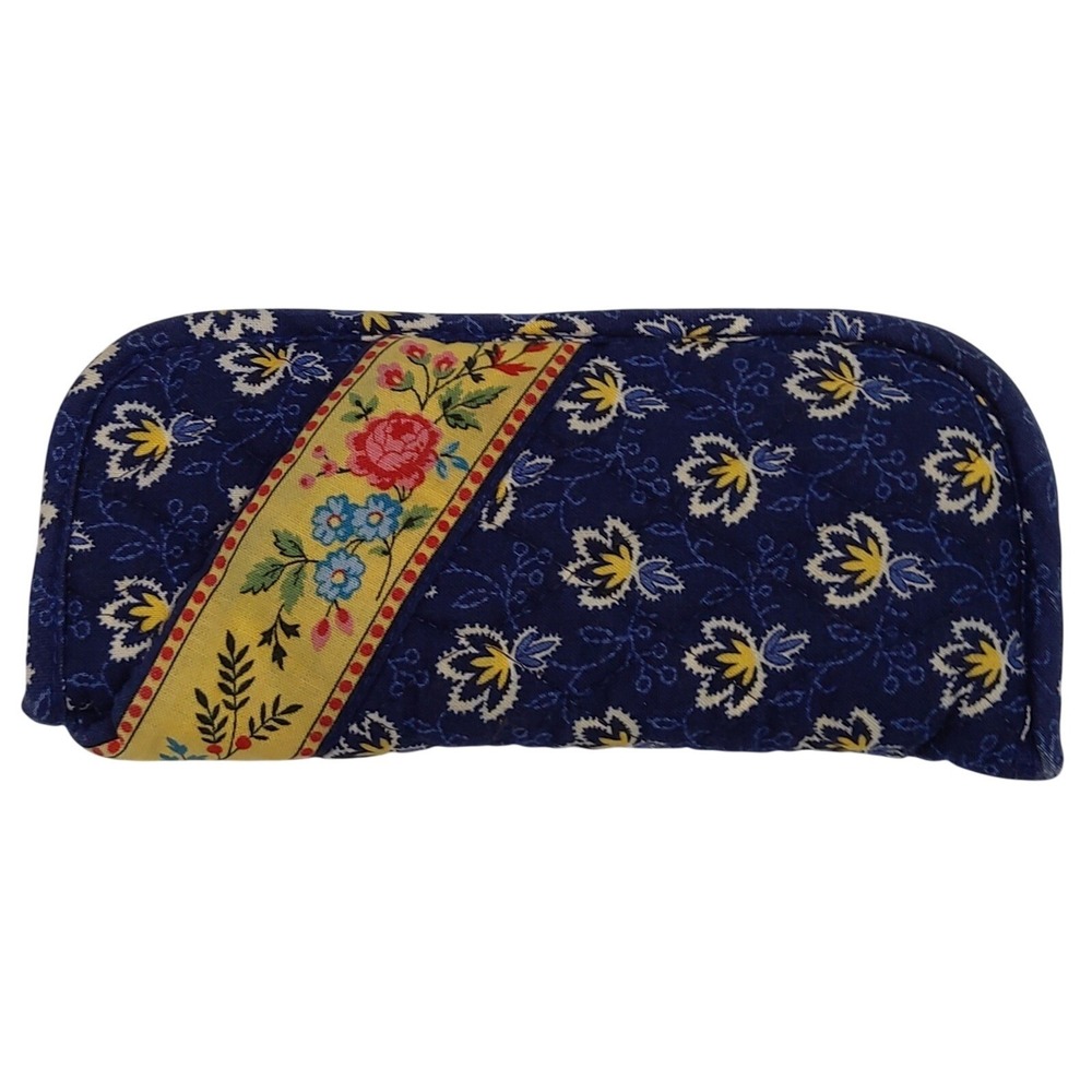 Vera Bradley Eyeglass Case Quilted Blue Floral Protective Glasses Holder